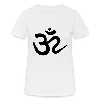 Om - Frauen T-Shirt atmungsaktiv - Weiß - Vorne - AI Model Female 172 dark (172cm)