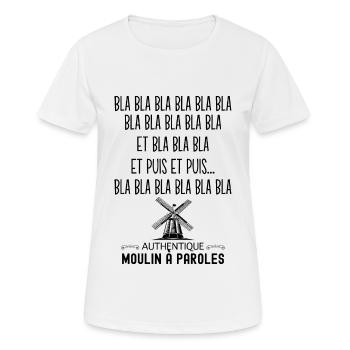 Bla bla bla bla bla Moulin à paroles - T-shirt respirant Femme - blanc - Devant - AI Model Female 172 dark (172cm)
