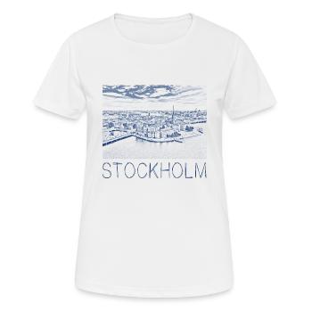 Dessin à la plume Stockholm - T-shirt respirant Femme - blanc - Devant - AI Model Female 172 dark (172cm)