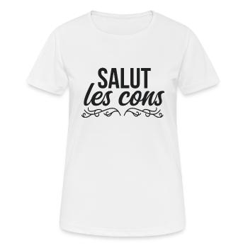 Salut les cons - Allergique aux cons - T-shirt respirant Femme - blanc - Devant - AI Model Female 172 dark (172cm)