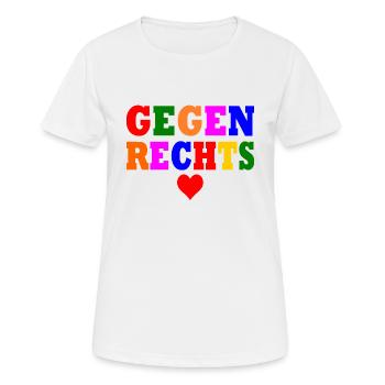 Gegen rechts - Frauen T-Shirt atmungsaktiv - Weiß - Vorne - AI Model Female 172 dark (172cm)
