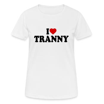 I love tranny - T-shirt respirant Femme - blanc - Devant - AI Model Female 172 dark (172cm)