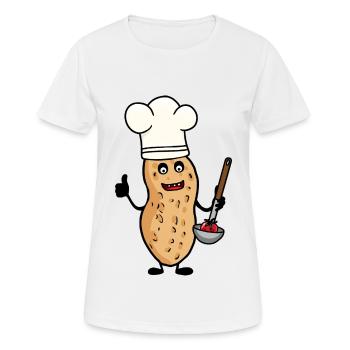 Cacahuète Cuisinier Cuisinier Cuisiniers - T-shirt respirant Femme - blanc - Devant - AI Model Female 172 dark (172cm)