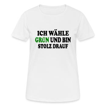 Je vote vert et j’en suis fier - T-shirt respirant Femme - blanc - Devant - AI Model Female 172 dark (172cm)