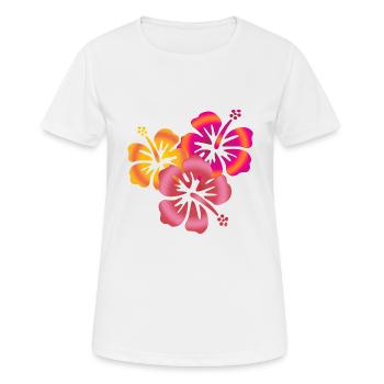 BALI fleurs d'hibiscus - T-shirt respirant Femme - blanc - Devant - AI Model Female 172 dark (172cm)