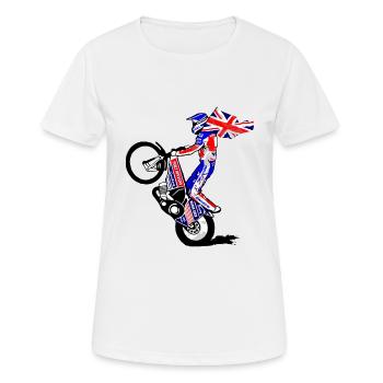 Speedway Driver - United Kingdom - Frauen T-Shirt atmungsaktiv - Weiß - Vorne - AI Model Female 172 dark (172cm)