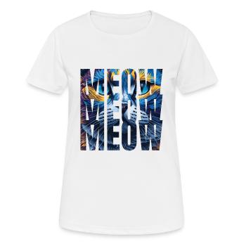 Miau, Miau, Miau, Katze, Design - Frauen T-Shirt atmungsaktiv - Weiß - Vorne - AI Model Female 172 dark (172cm)