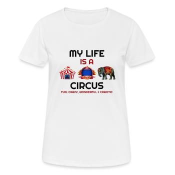 Tout est question de cirque, cirque, masques de cirque, C - T-shirt respirant Femme - blanc - Devant - AI Model Female 172 dark (172cm)