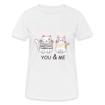 Valentinstag Verliebte Katzen you & me Valentine - Frauen T-Shirt atmungsaktiv - Weiß - Vorne - AI Model Female 172 dark (172cm)