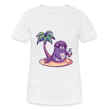 Vacances d’été de phoque - T-shirt respirant Femme - blanc - Devant - AI Model Female 172 dark (172cm)