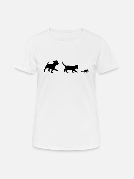 Kleiner Hund, Katze, Maus - Frauen T-Shirt atmungsaktiv - Weiß