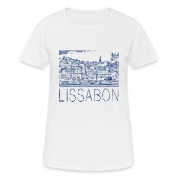 Federzeichnung Lissabon - Frauen T-Shirt atmungsaktiv - Weiß - Vorne - AI Model Female 172 dark (172cm)