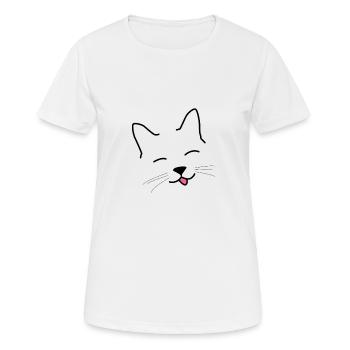 chat heureux - T-shirt respirant Femme - blanc - Devant - AI Model Female 172 dark (172cm)
