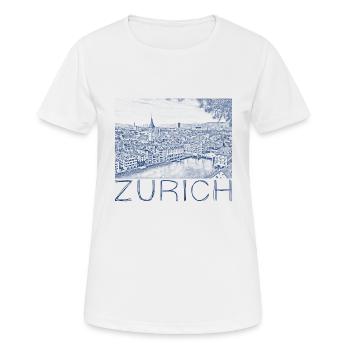 Pen drawing Zurich - Women's Breathable T-Shirt - white - Front - AI Model Female 172 dark (172cm)