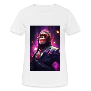 Funky Party Affe mit Partybrille Artwork - Frauen T-Shirt atmungsaktiv - Weiß - Vorne - AI Model Female 172 dark (172cm)