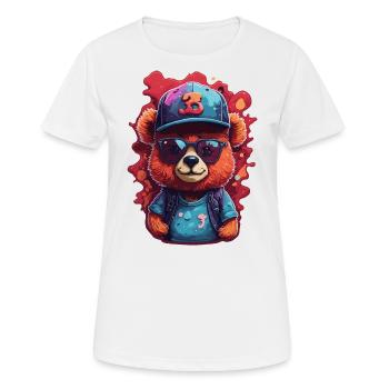 Bjorn Cool avec lunettes de soleil et casquette de baseball - T-shirt respirant Femme - blanc - Devant - AI Model Female 172 dark (172cm)