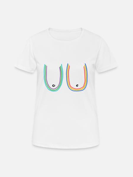 Brüste bunt - Frauen T-Shirt atmungsaktiv - Weiß