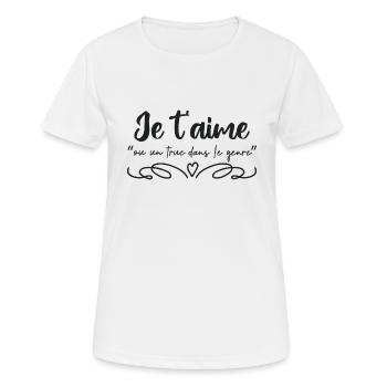 je t aime ou un truc dans le genre - T-shirt respirant Femme - blanc - Devant - AI Model Female 172 dark (172cm)
