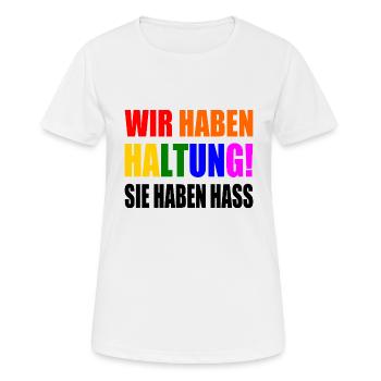 Nous avons de l’attitude, ils détestent - T-shirt respirant Femme - blanc - Devant - AI Model Female 172 dark (172cm)