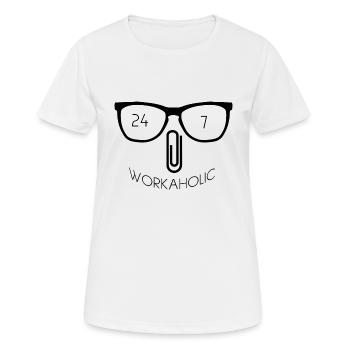 Workaholic 24/7 Nerd Büroklammer - Frauen T-Shirt atmungsaktiv - Weiß - Vorne - AI Model Female 172 dark (172cm)