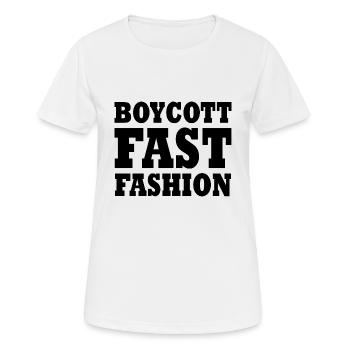 Boycott fast fashion - T-shirt respirant Femme - blanc - Devant - AI Model Female 172 dark (172cm)