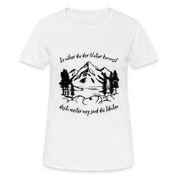 Natur, Wandern, Bergsteigen, Lustige Sprüche - Frauen T-Shirt atmungsaktiv - Weiß - Vorne - AI Model Female 172 dark (172cm)