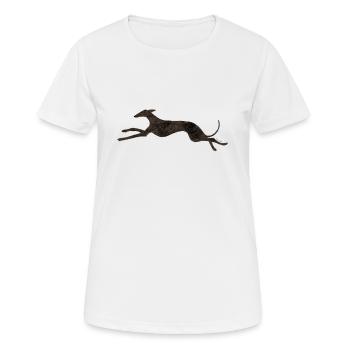 Dunkler rennender Windhund - Frauen T-Shirt atmungsaktiv - Weiß - Vorne - AI Model Female 172 dark (172cm)