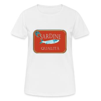 DOSE QUALITÄTS-SARDINEN - Frauen T-Shirt atmungsaktiv - Weiß - Vorne - AI Model Female 172 dark (172cm)