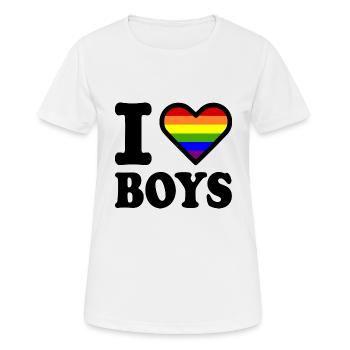 I love boys - Frauen T-Shirt atmungsaktiv - Weiß - Vorne - AI Model Female 172 dark (172cm)