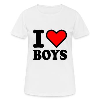 I love boys - Frauen T-Shirt atmungsaktiv - Weiß - Vorne - AI Model Female 172 dark (172cm)