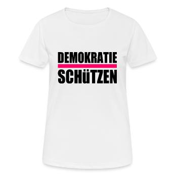 Demokratie schützen - Frauen T-Shirt atmungsaktiv - Weiß - Vorne - AI Model Female 172 dark (172cm)