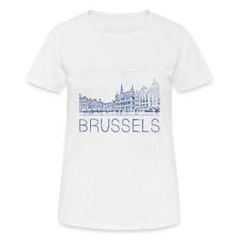 Pen drawing Brussels - Women's Breathable T-Shirt - white - Front - AI Model Female 172 dark (172cm)