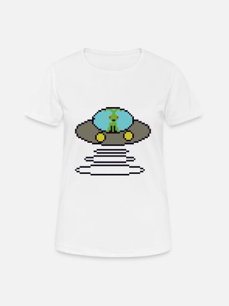 Retrogaming Pixel Ufo - Women's Breathable T-Shirt - white