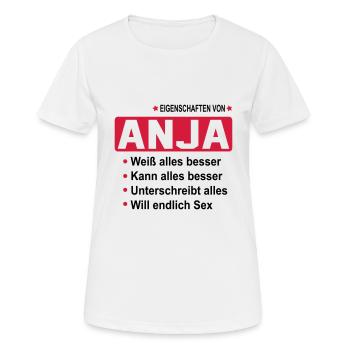 anja Geschenk Geschenkidee Name - Frauen T-Shirt atmungsaktiv - Weiß - Vorne - AI Model Female 172 dark (172cm)