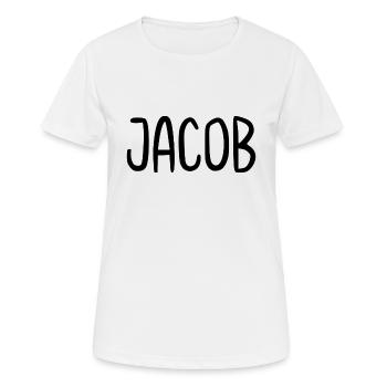 Jacob Custom Name Schriftart Text Geburtstag - Frauen T-Shirt atmungsaktiv - Weiß - Vorne - AI Model Female 172 dark (172cm)