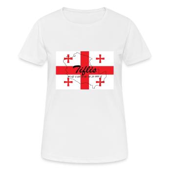 Tiflis - Hauptstadt mit GPS & Flagge - Frauen T-Shirt atmungsaktiv - Weiß - Vorne - AI Model Female 172 dark (172cm)