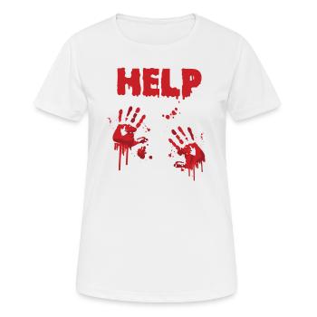 Hilfe Blutiges Zombie Halloween Kostüm - Frauen T-Shirt atmungsaktiv - Weiß - Vorne - AI Model Female 172 dark (172cm)
