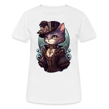 Viktorianische Steampunk Katze - Frauen T-Shirt atmungsaktiv - Weiß - Vorne - AI Model Female 172 dark (172cm)
