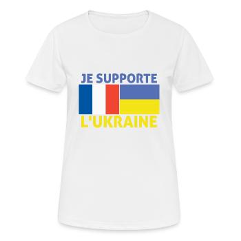 Je supporte l'Ukraine France supporte l'Ukraine - T-shirt respirant Femme - blanc - Devant - AI Model Female 172 dark (172cm)