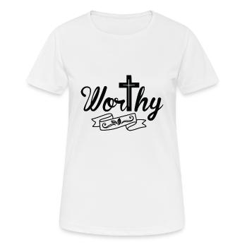 Wertvoll - Frauen T-Shirt atmungsaktiv - Weiß - Vorne - AI Model Female 172 dark (172cm)