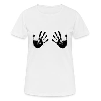 Empreintes de mains - T-shirt respirant Femme - blanc - Devant - AI Model Female 172 dark (172cm)