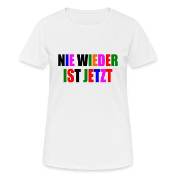 Nie wieder ist jetzt - Frauen T-Shirt atmungsaktiv - Weiß - Vorne - AI Model Female 172 dark (172cm)