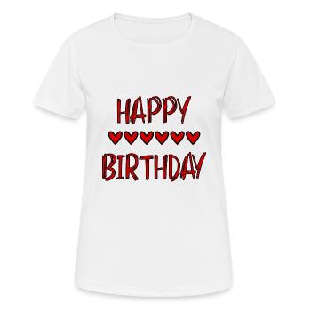JAHRESTAG. ALLES GUTE ZUM GEBURTSTAG!. ALLES GUTE ZUM GEBURTSTAG!. - Frauen T-Shirt atmungsaktiv - Weiß - Vorne - AI Model Female 172 dark (172cm)