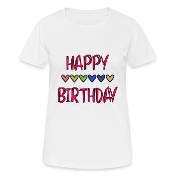 JAHRESTAG. ALLES GUTE ZUM GEBURTSTAG!. ALLES GUTE ZUM GEBURTSTAG!. - Frauen T-Shirt atmungsaktiv - Weiß - Vorne - AI Model Female 172 dark (172cm)
