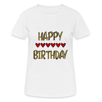 JAHRESTAG. ALLES GUTE ZUM GEBURTSTAG!. ALLES GUTE ZUM GEBURTSTAG!. - Frauen T-Shirt atmungsaktiv - Weiß - Vorne - AI Model Female 172 dark (172cm)
