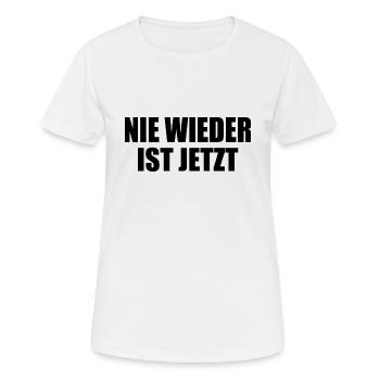 Nie wieder ist jetzt - Frauen T-Shirt atmungsaktiv - Weiß - Vorne - AI Model Female 172 dark (172cm)