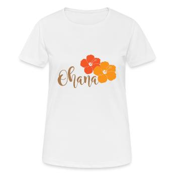 Ohana avec des fleurs d’hibiscus - T-shirt respirant Femme - blanc - Devant - AI Model Female 172 dark (172cm)