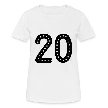 20 ANS. 20e ANNIVERSAIRE. ANNIVERSAIRE 20 ANS. 20 - T-shirt respirant Femme - blanc - Devant - AI Model Female 172 dark (172cm)