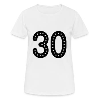 30 JAHRE. 30-jähriges JUBILÄUM. JUBILÄUM 30 JAHRE. 30 - Frauen T-Shirt atmungsaktiv - Weiß - Vorne - AI Model Female 172 dark (172cm)