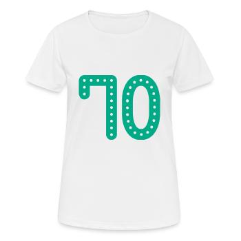 70 ANS. 70e ANNIVERSAIRE. ANNIVERSAIRE 70 ANS. 70 - T-shirt respirant Femme - blanc - Devant - AI Model Female 172 dark (172cm)